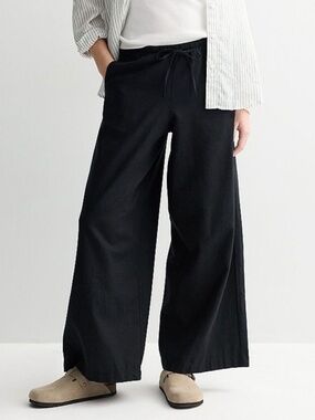 Women’s Medium Sonoma Black Wide Leg Linen Blend Pants